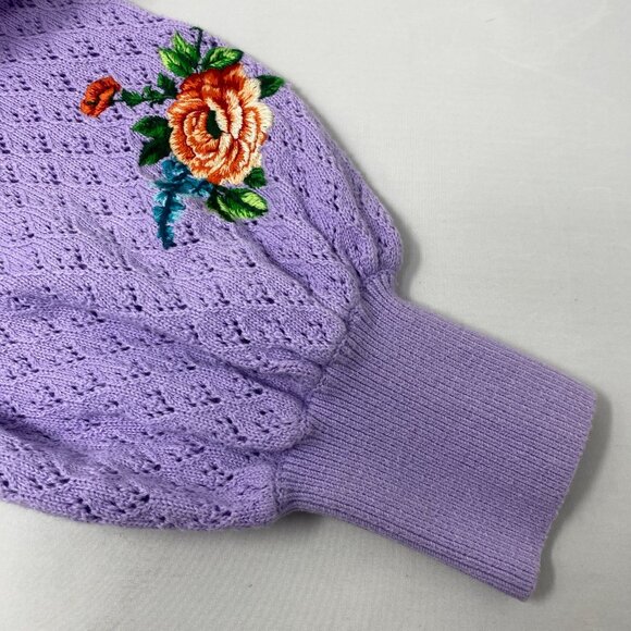 Alice + Olivia Morita Lavender Multi Floral Puff Sleeve Cardigan XS - Picture 14 of 15